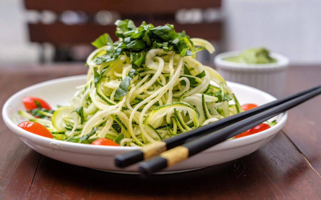 Zucchini Noodles with Avocado Pesto (Vegan, Low-Carb, High-Nutrient)